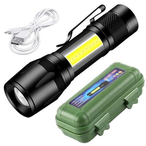 Zoomable Metal COB Flash Light Torch| Mini LED Flash Light| Rechargeable Small LED Work Light| Emergency Penlight Torch|
