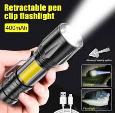 Zoomable Metal COB Flash Light Torch| Mini LED Flash Light| Rechargeable Small LED Work Light| Emergency Penlight Torch|